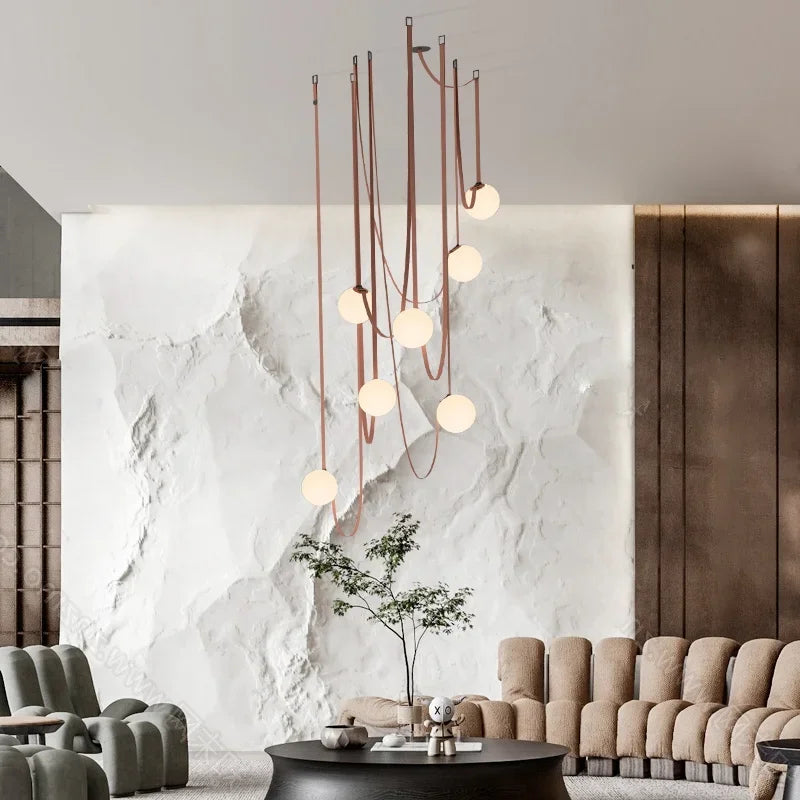 DecorBites™ Duplex Wabi Sabi Designer Villa Belt Living Room Chandelier Nordic Ceiling Light