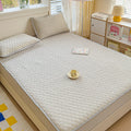 DecorBites™ Cool Silk Latex Fitted Sheet Set with Pillowcases, Summer Ice Silk, Single Double Bed