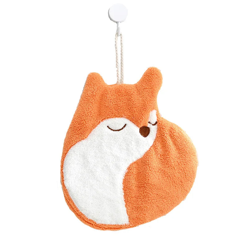 DecorBites™ Cartoon Animals Coral Velvet Hand Towel - Microfiber Terry Towel with Quick Drying