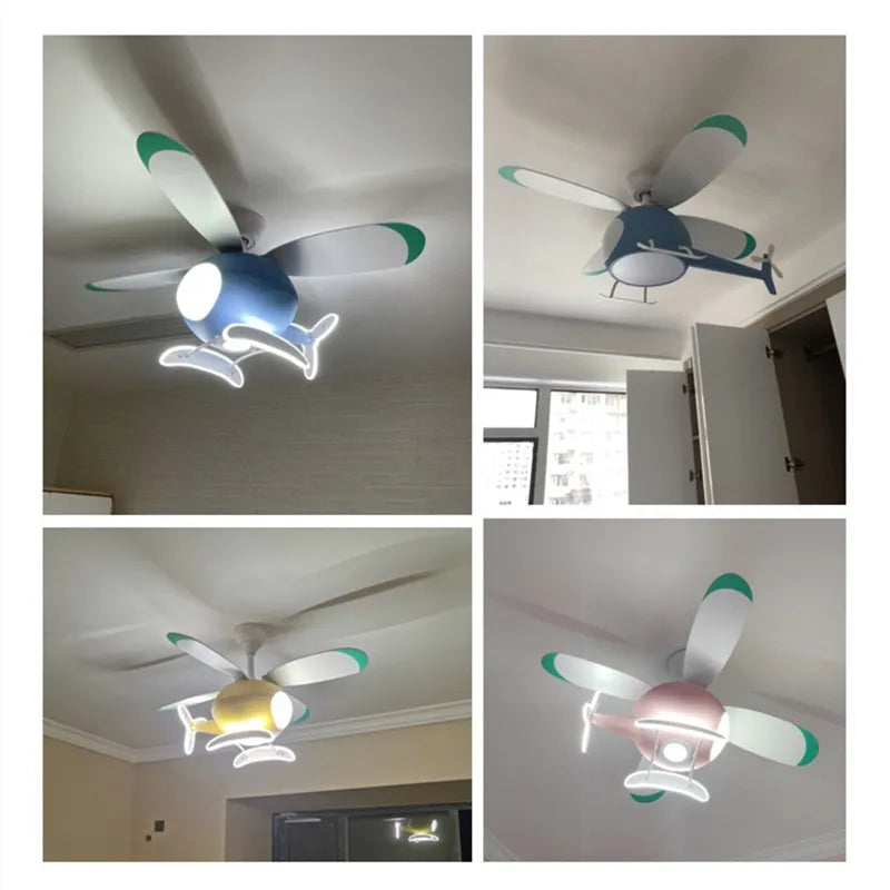 DecorBites™ Aircraft Ceiling Fan Chandelier LED Light Remote Dimming Fixture