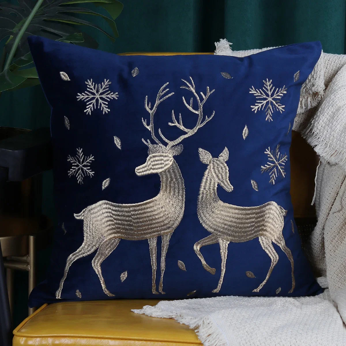 DecorBites™ Christmas Cartoon Embroidered Pillow Cover Set for Festive Home Decor
