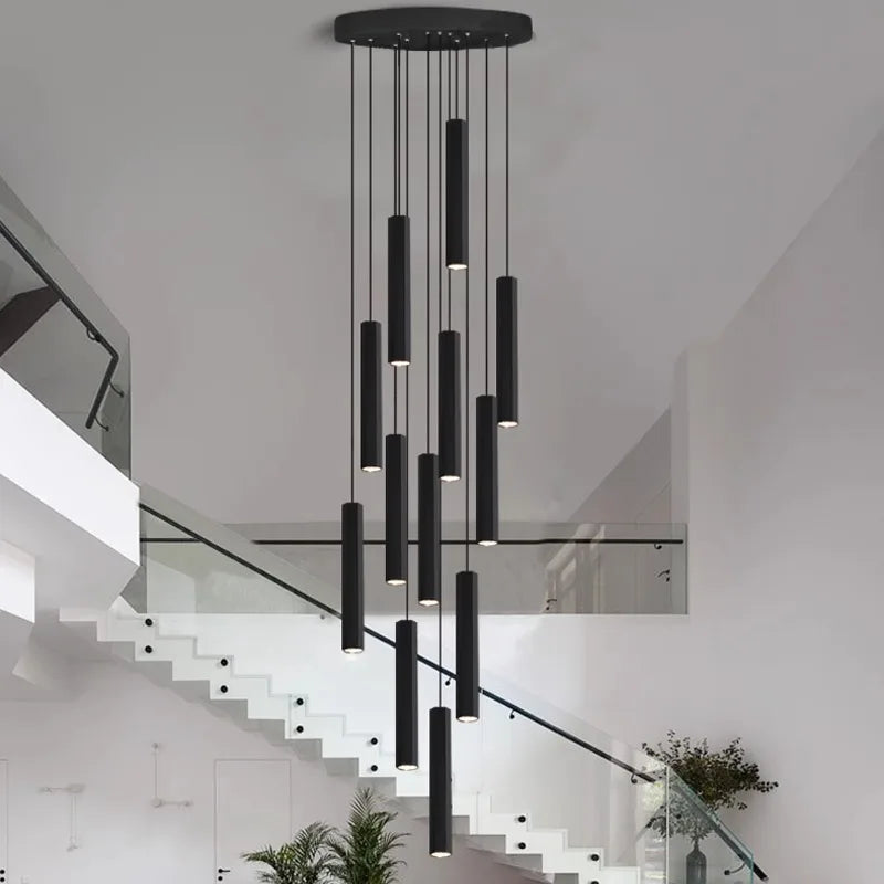 DecorBites™ Crystal Chandelier Stair Pendant Lamp Living Room Lights Interior Lighting