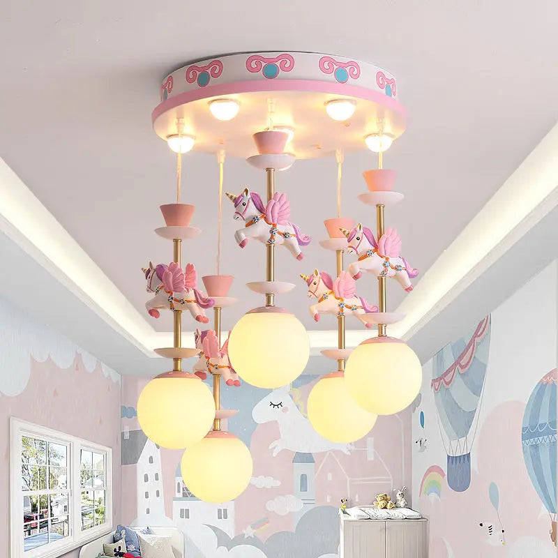 DecorBites™ Children's Carousel LED Chandeliers: Nordic Princess Decor Pendant Lights for Living Room