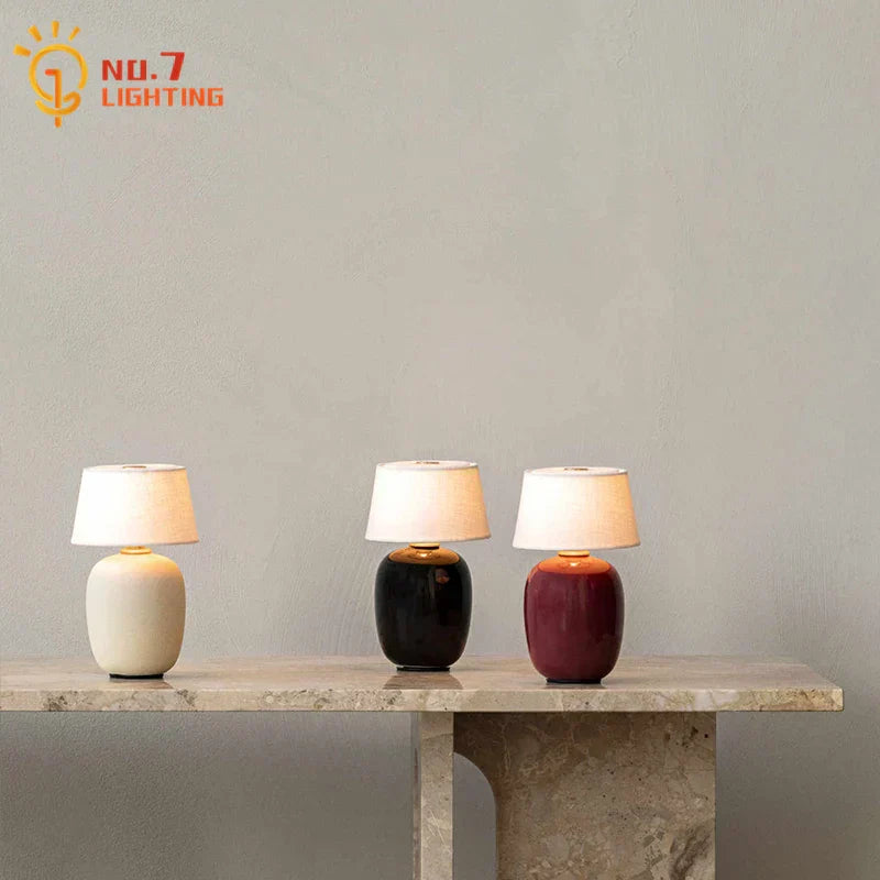 DecorBites™ Black/White/Red Ceramics Table Lamp, Touch Switch USB Charging, Atmosphere Desk Light