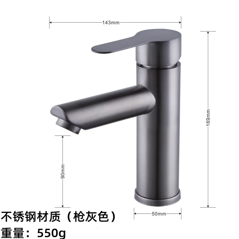 DecorBites™ Black Stainless Steel Bathroom Faucet Basin Mixer for Hot and Cold Water