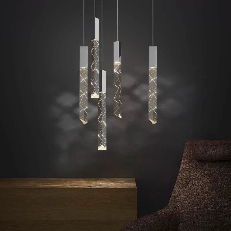 DecorBites™ Gold Crystal Stairs Chandelier Luxe LED Pendant Light Luxury Indoor Lighting