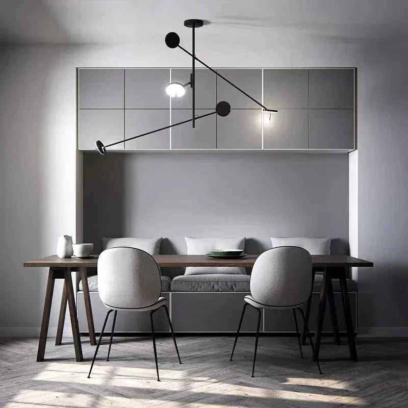 DecorBites™ Black Metal LED Chandelier for Minimalist Living Room Lighting