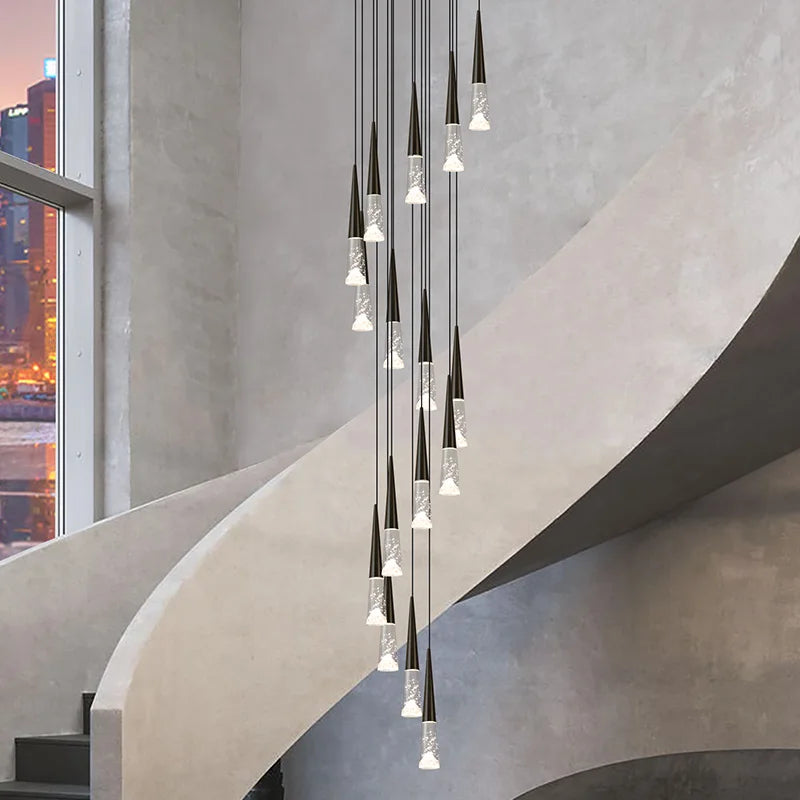DecorBites™ LED Nordic Staircase Chandelier Golden Black Indoor Lighting