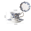 DecorBites™ Blue & White Porcelain Classic Coffee Mug Set Gold Rim Tea Cup Saucer