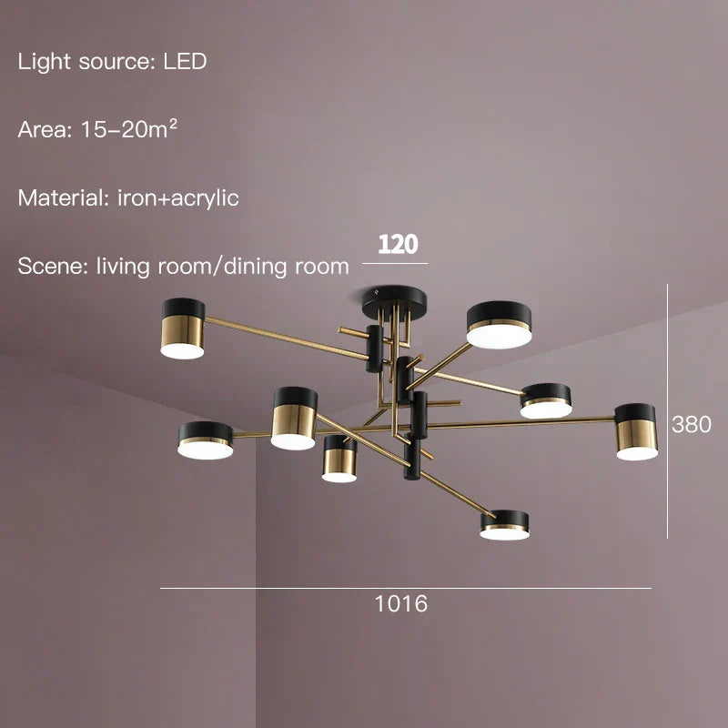 DecorBites™ Black Branch LED Chandelier: Modern Nordic Design for Living Room, Bedroom, Dining Room