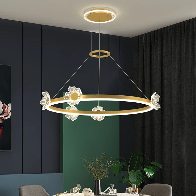DecorBites™ Gold Butterfly Crystal Chandelier Pendant Light for Elegant Living Room & Restaurant Decoration