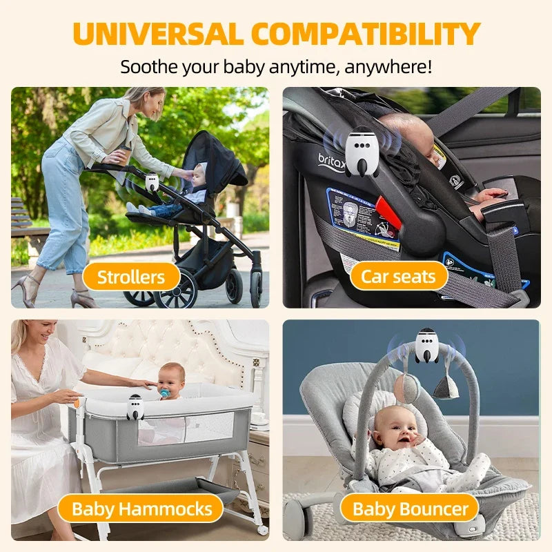Portable automatic baby rocker, compatible with strollers, hands-free rocking function, with Bluetooth lullabies
