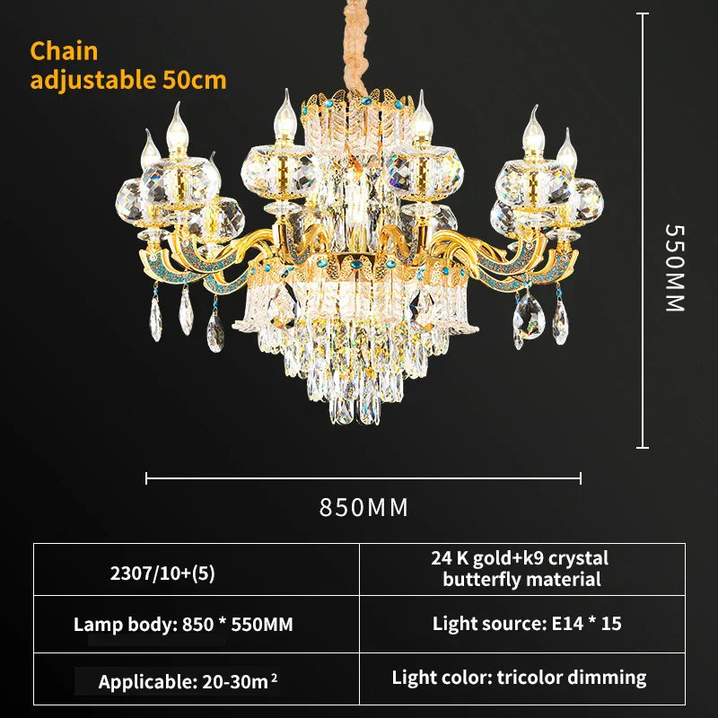 DecorBites™ Crystal Living Room Chandelier: Elegant Lighting for Home, Hotel, Club