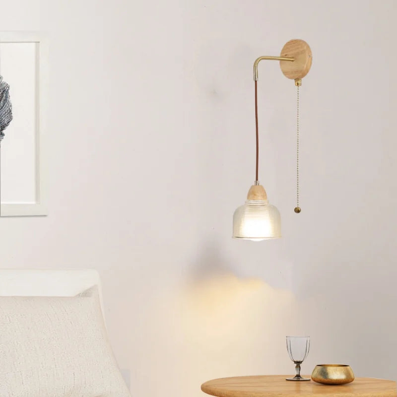 DecorBites™ Clear Glass LED Wall Light with Pull Chain Switch