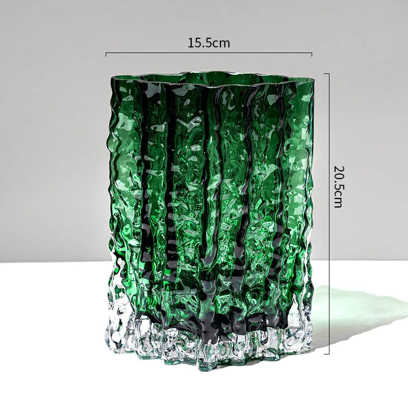 DecorBites™ Clear Ice Vase for Hydroponic Flowers Desk Decor Bouquets Minimalist Floral Arrangement Modern Glass Pot