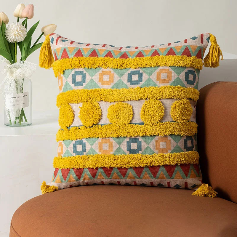 DecorBites™ Boho Fringe Pillow Covers 45x45 - Luxury Decorative Cushions for Sofa and Bed