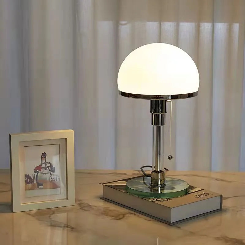 DecorBites™ Bauhaus Mushroom Table Lamp Milk White Glass Bedroom Coffee Study Indoor Lighting
