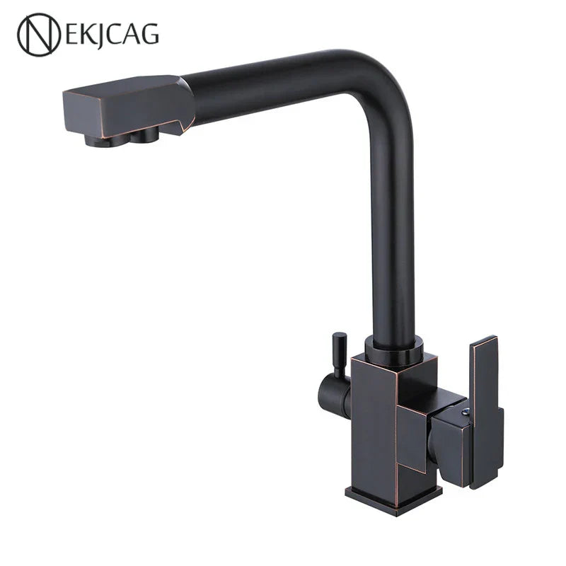 DecorBites™ Dual Outlet Gold Kitchen Faucet for Purified Water Hot & Cold Basin Sink