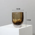 DecorBites™ Brown Glazed Glass Vase Hammer Cut Decorative Handicraft Flower Arrangement Ornaments