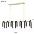 DecorBites™ Black U Shape Tube Gold Ring Chandelier for Foyer Dining Room Lighting