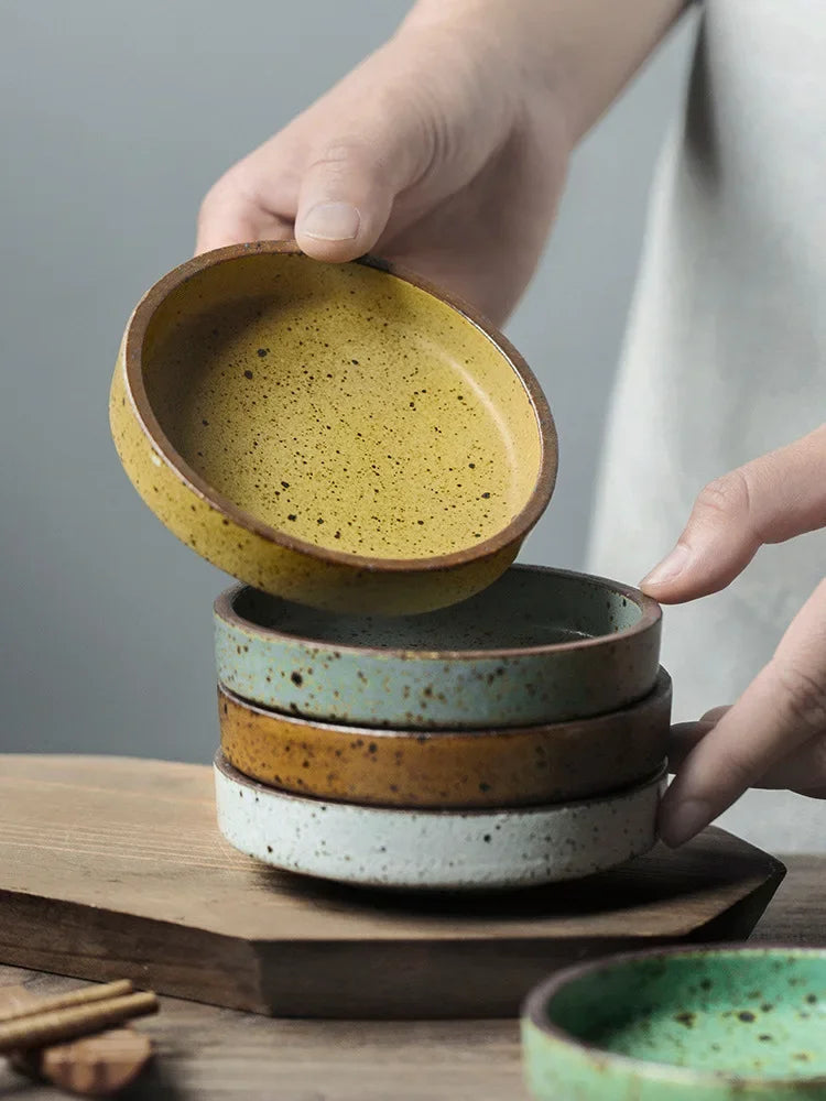 DecorBites™ Ceramic Sauce Dishes Set - Round Seasoning & Snack Plates