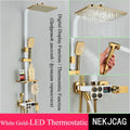 DecorBites™ Digital Display Thermostatic Shower Faucet Set, Rain Shower Column, Wall Mount - Black/Chrome