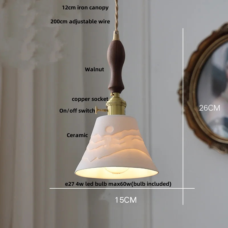DecorBites™ Ceramic Copper Pendant Light Bar Coffee Kitchen E27 Knob Switch LED Fixture