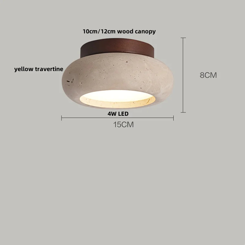 DecorBites™ LED Travertine Wood Ceiling Light Fixture - Modern Nordic Restaurant Balcony Lamp