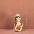 DecorBites™ Balloon Girl Bust Vase and Tray Set - Modern Resin Sculptures for Living Room Decor