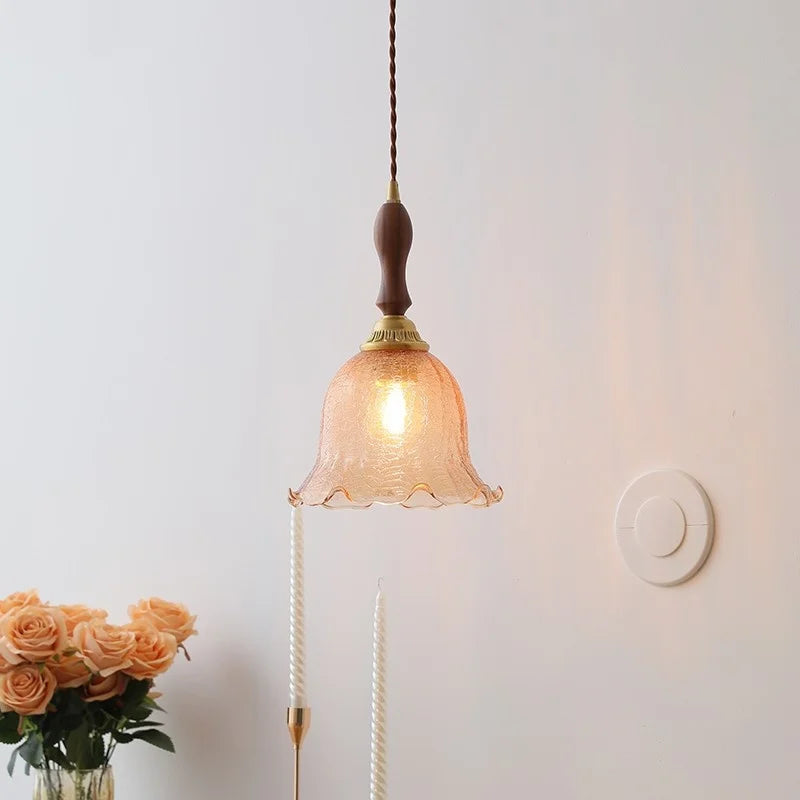 DecorBites™ LED Glass Wood Pendant Lights | Modern Nordic Style Hanging Lamp for Home Décor