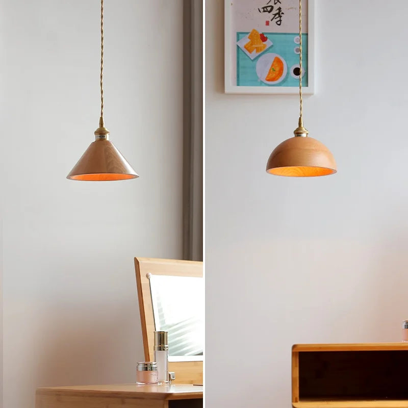 DecorBites™ Ash Wood LED Pendant Lamp Adjustable Hanging Lights Luminaire