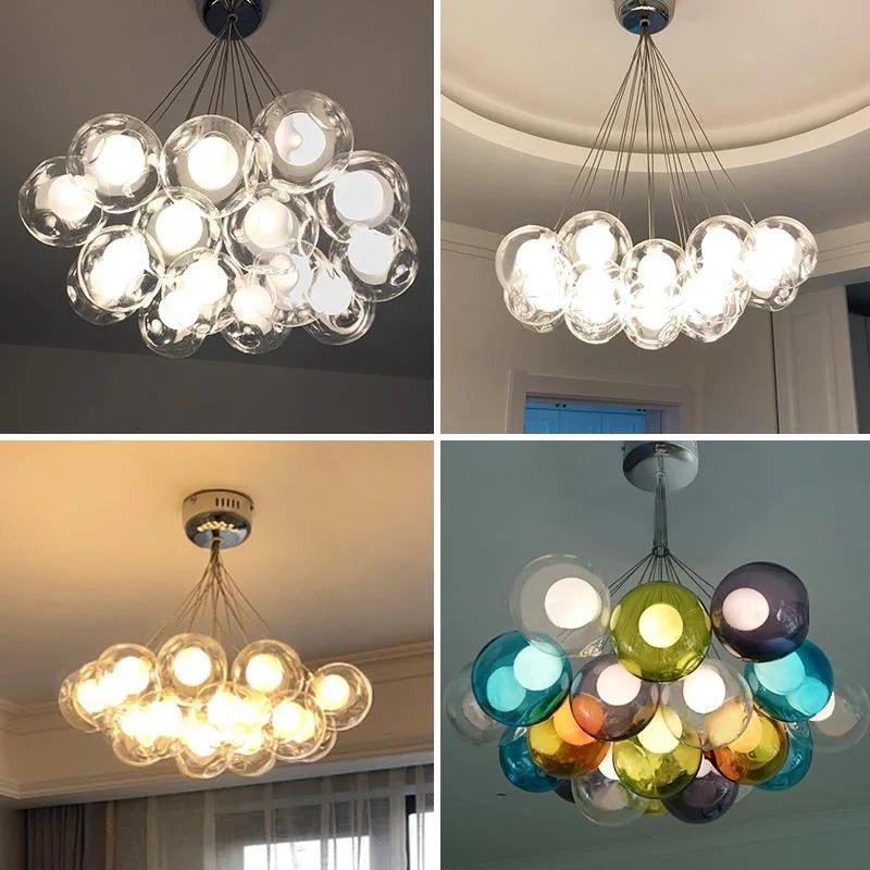 DecorBites™ Glass Ball Bubble Chandelier: Nordic Modern Pendant Light for Living Room, Bedroom, Dining Table