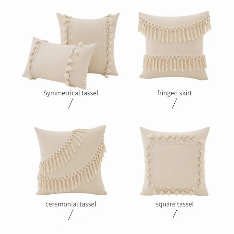 DecorBites™ Boho Macrame Woven Cushion Cover for Home Decor, Comfy Farmhouse Pillow Case