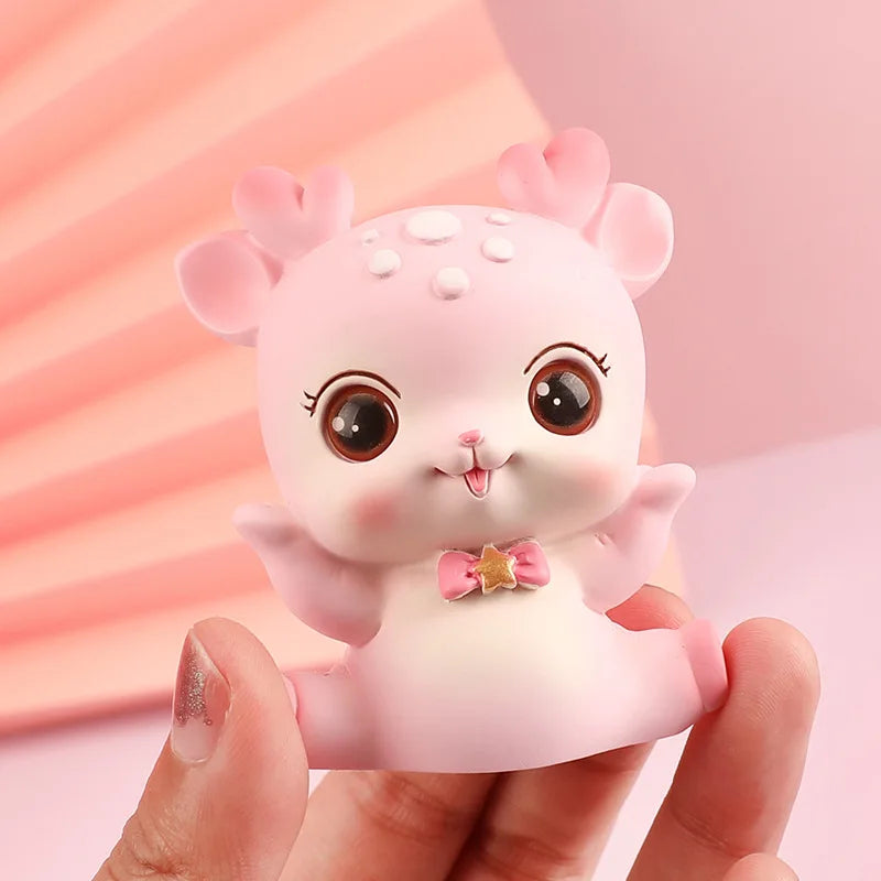 DecorBites™ Cartoon Deer Resin Figurines Home Decor Miniatures Crafts Cake Topper