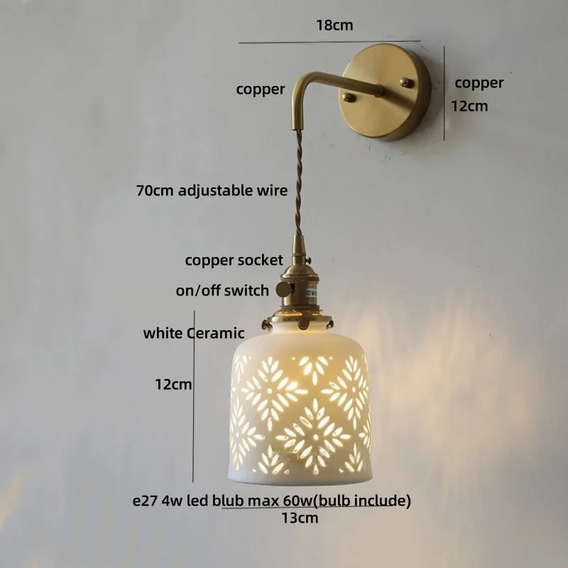 DecorBites™ Ceramic LED Wall Light Balcony Bedroom Kitchen Modern Bedside Lamp