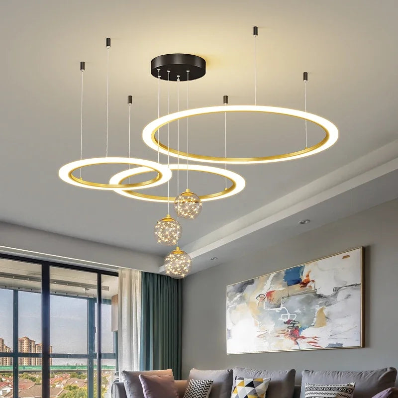 DecorBites™ LED Star Chandeliers: Modern Dimmable Lighting for Living Room Bedroom Decor
