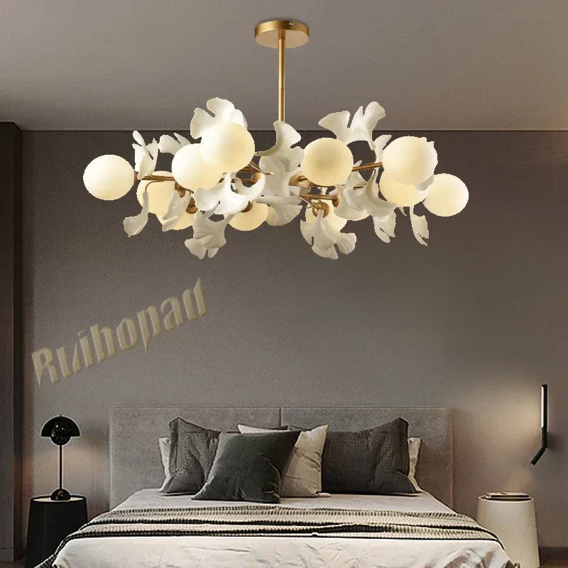 DecorBites™ Ginkgo Leaf LED Ceiling Chandelier for Bedroom, Living, Dining Room