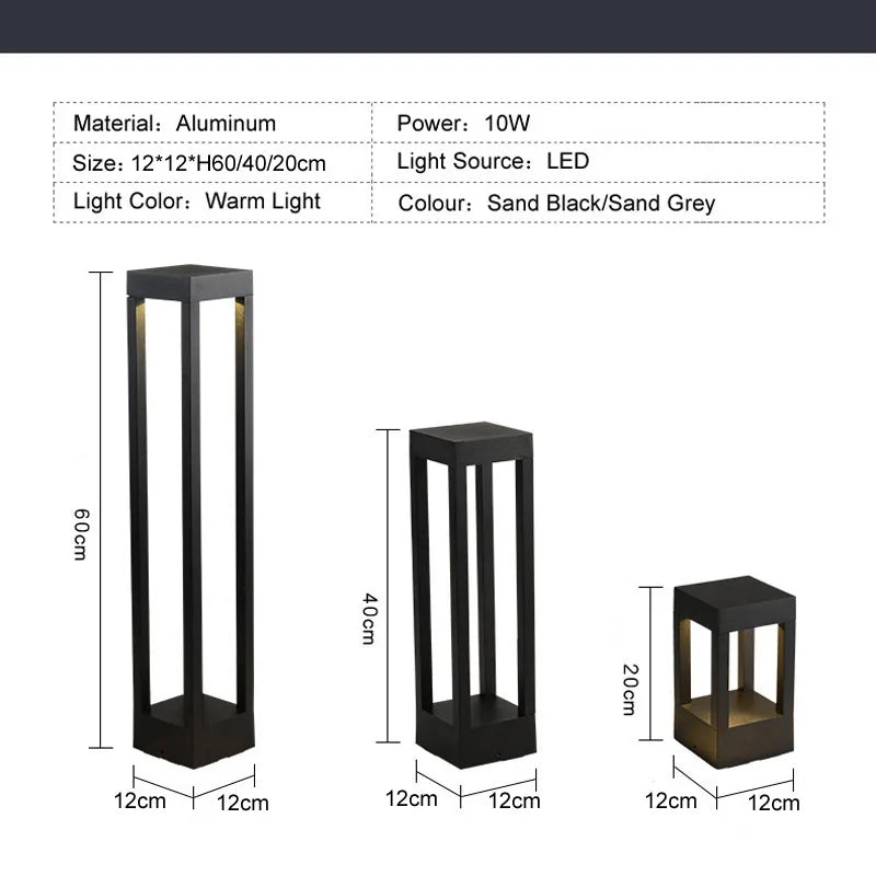 DecorBites™ LED Outdoor Lawn Light | Waterproof Garden Bollard Lamp | Landscape Lighting