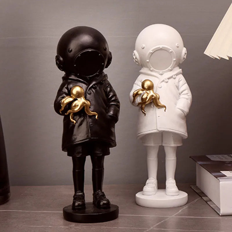 DecorBites™ Diver Girl Resin Statue Banksy Deep Sculpture Street Art Ornament Figurine