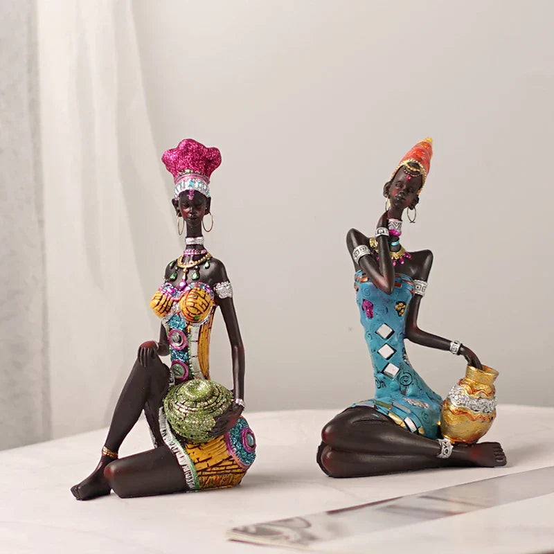 DecorBites™ Black Women Resin Art Figures for Home Decor and Statues
