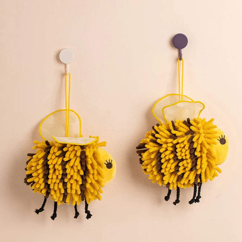 DecorBites™ Bee Shape Chenille Hand Towel with Wings - Soft Plush Kids Towel