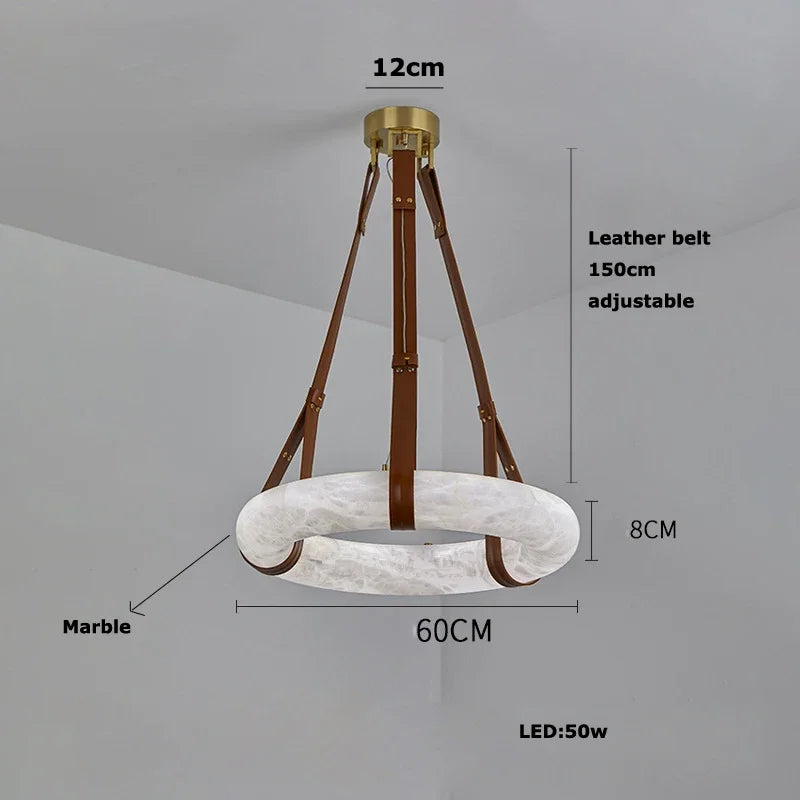 DecorBites™ Classic Ring Marble Chandelier Light Brown Pendant for Living Room Bedroom