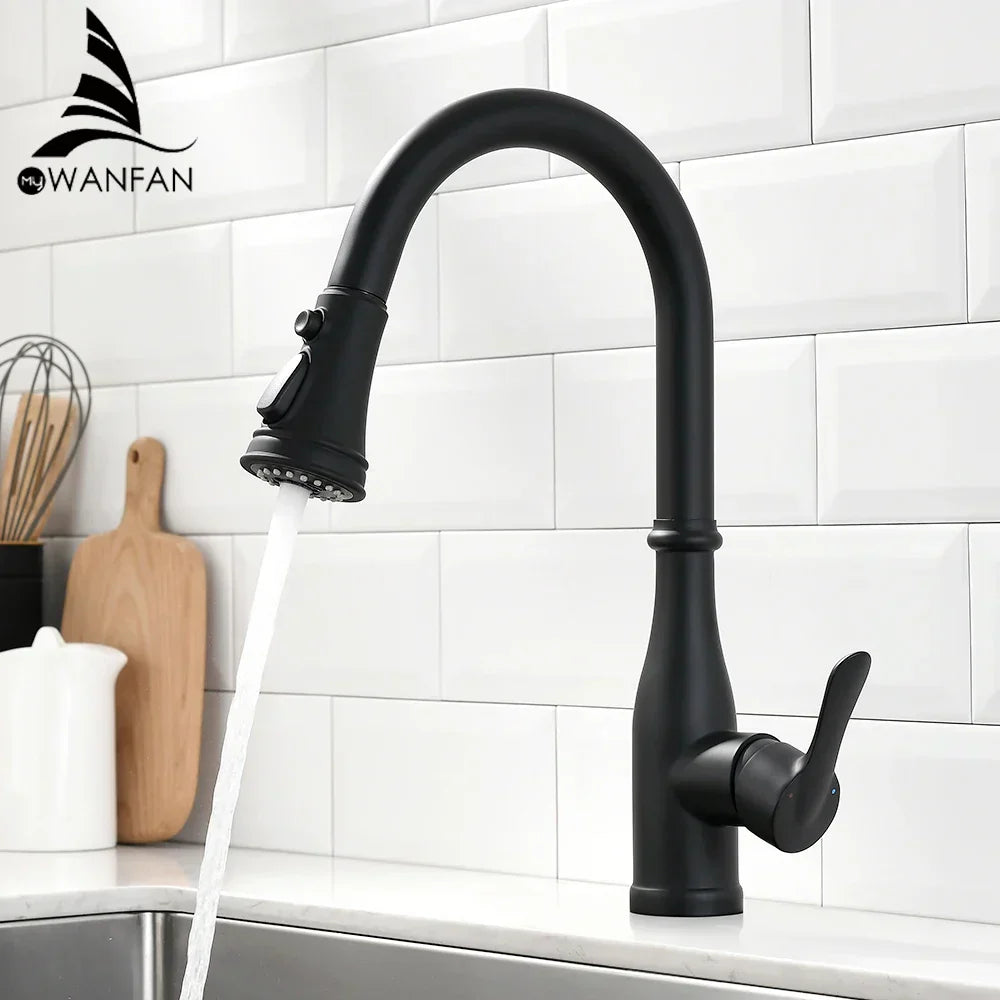 DecorBites™ Brushed Nickel Pull Out Kitchen Faucet Swivel Water Mixer Tap Single Handle