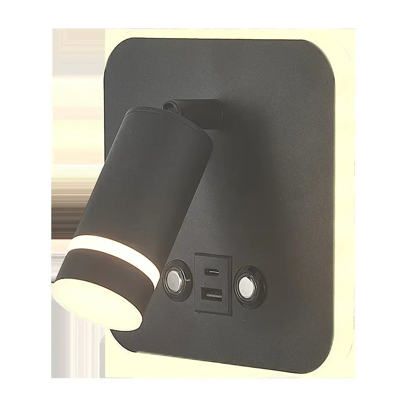 DecorBites™ LED USB Reading Wall Lamp with Dimmable Metal Body and Acrylic Shade