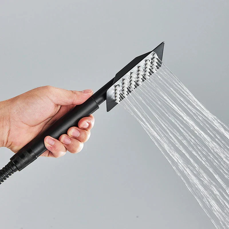 DecorBites™ Black Stainless Steel Handheld Shower Head for Hot and Cold Water