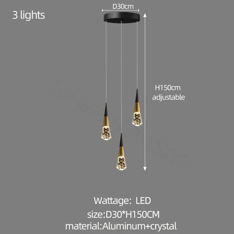 DecorBites™ Crystal Chandelier for Stairwell and Living Room Dimming Lighting