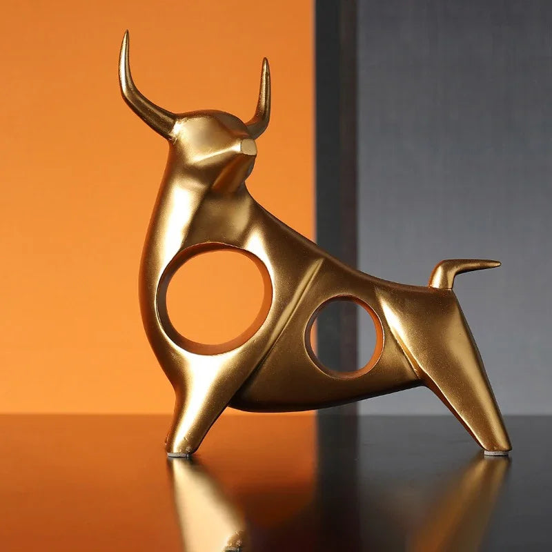 DecorBites™ Abstract Bull Sculpture Cattle Statue for Home Decor Living Room Ornament