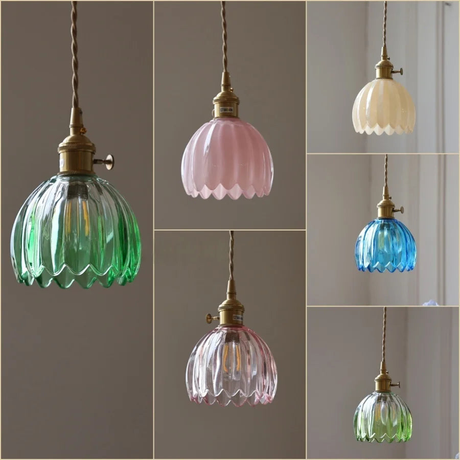 DecorBites™ Blue Glass LED Pendant Light: Modern Nordic Hang Lamp for Living, Dining, Coffee Room