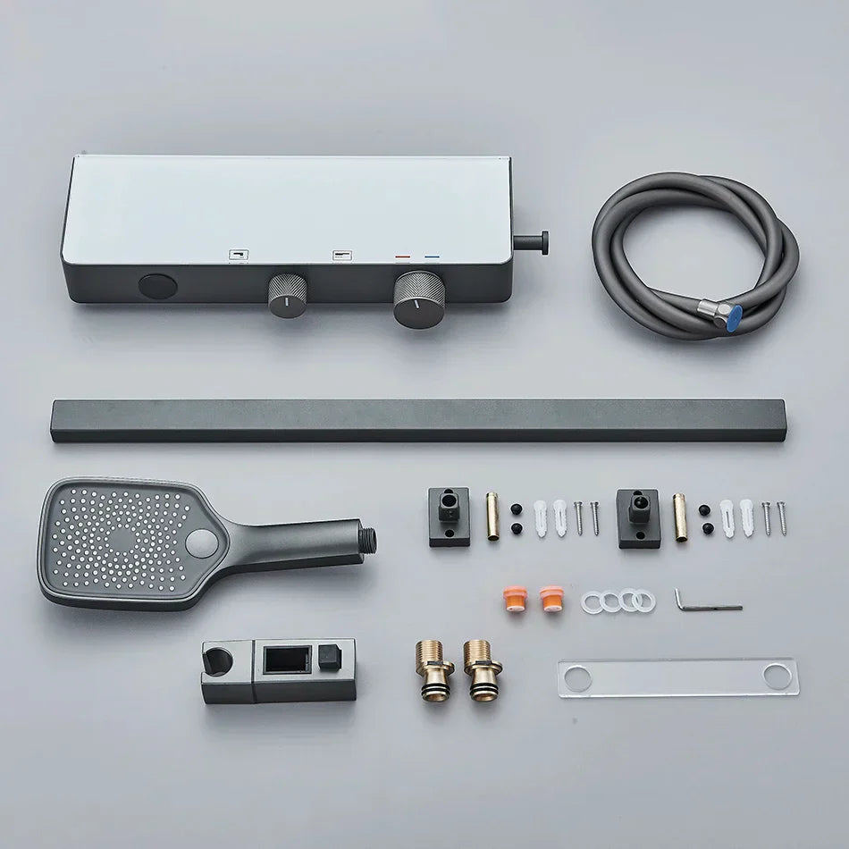 DecorBites™ Grey Digital Shower Faucet Set 2-Way Mixer System for Bathroom with Hand Sprayer
