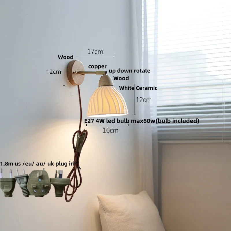 DecorBites™ Ceramic Wood Up Down Rotate LED Wall Sconce Light Fixtures